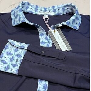 Fairway & Greene Bethany Ladies Long Sleeve Button Down Shirt Eclipse UPF 50 L